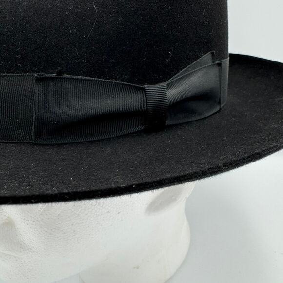 Borsalino Linea Augusta Italy Black Fur Felt Fedora Hat 57 7 1/8 Worth & Worth - Picture 4 of 16